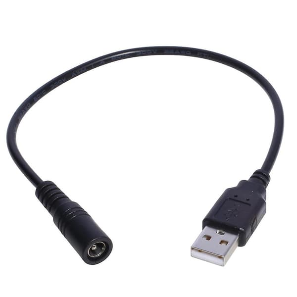 Hunstik til hunstik-kabel USB til 5,5 mm x 2,1 mm stik 5 V DC-strømkabel
