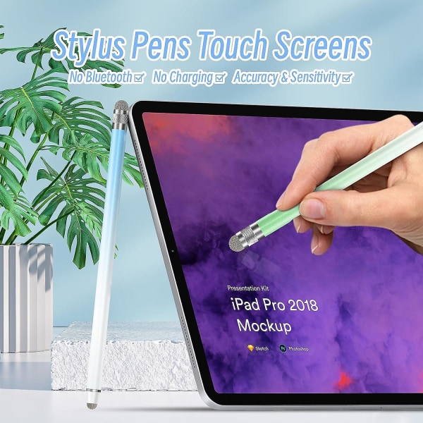 4 stk Stylus-penner for berøringsskjermer, høypresisjonsfiberspisser Stylus-penn for Ipad Kompatibel Ipad/iphone/android/nettbrett Universal