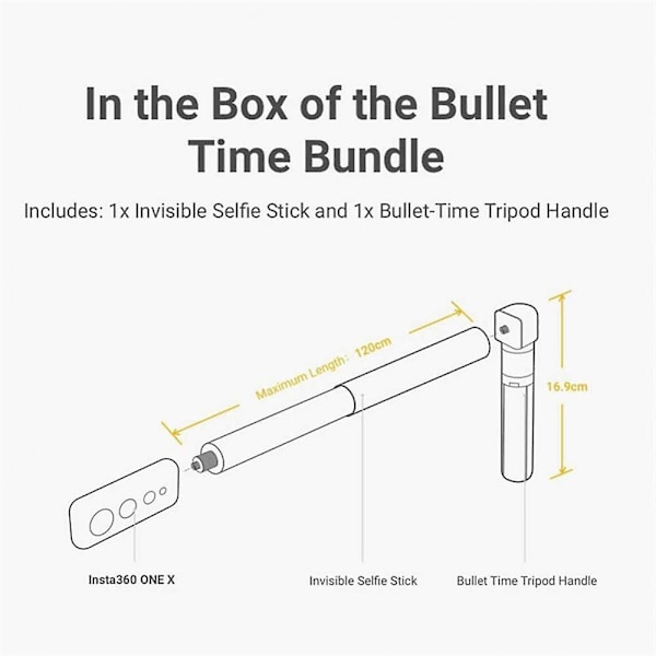 Universal Bullet Time Selfie Stick for Insta360 X3 Håndholdt Stativ Usynlig for Insta360 Ny