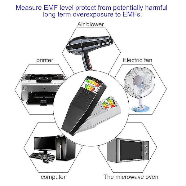 Emf-mätare Magnetfältdetektor Spökjaktutrustning Paranormal Utrustning 1 st - Svart