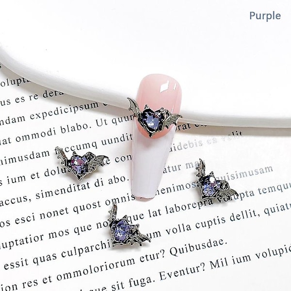 5 st kristall strass nagelkonst dekoration halloween fladdermus nagel charms dekor Purple