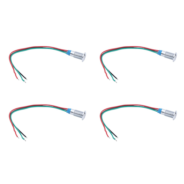 Sæt med 4 industrielle kontrolkomponenter - 8mm fælles katode LED-indikatorlys, rød og grøn, 110V/220V