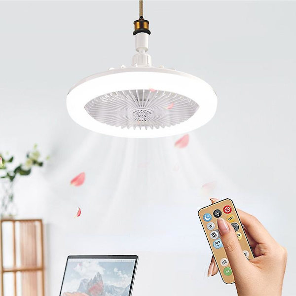 LED-takfläktlampa med fjärrkontroll Elektrisk fläkt E27 Ljudlös fläktlampa 30W Dimbar Smart tak