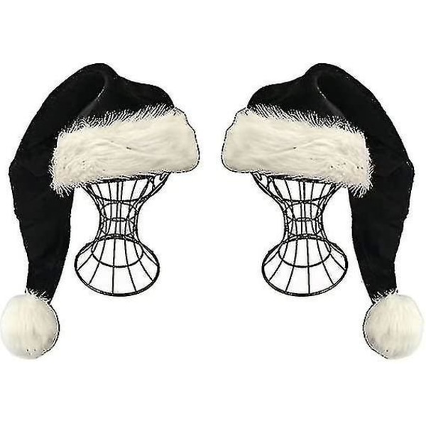 Newway Sort nissehue - Adults Deluxe Black And White Xmas Christmas Hat Pakke 2 stk