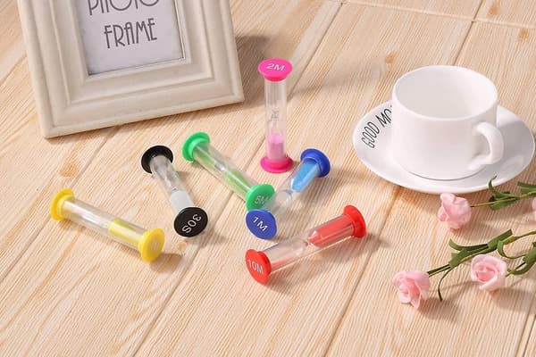 Set med 6 sandtimmar - 30 sek, 1 min, 2 min, 3 min, 5 min, 10 min - sandtimer, timer