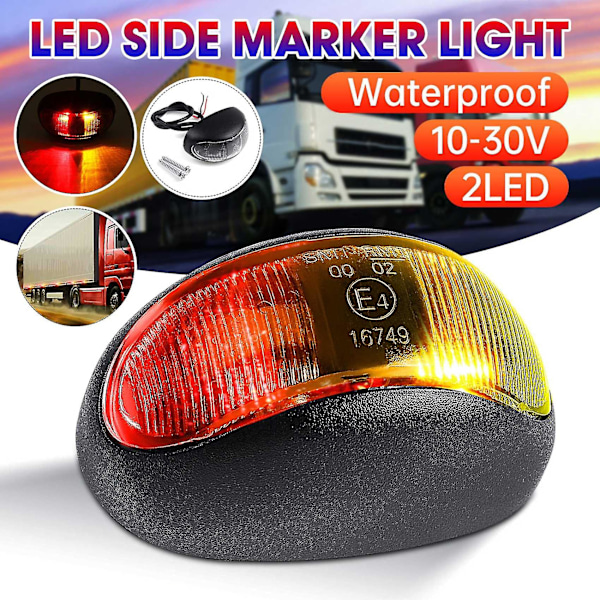 2 st 10-30v LED-bil sidomarkeringsljus blinkersindikatorljus positionsljus bakljus Fo