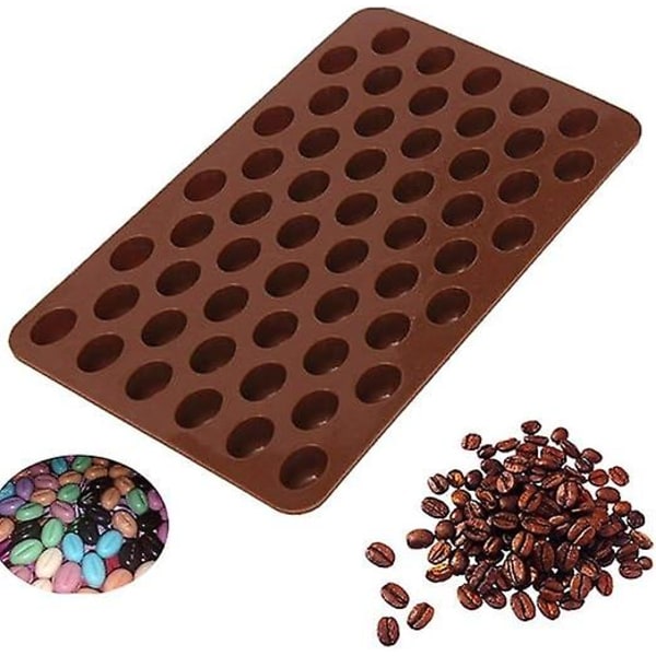 Kaffebønnechokoladeform 55 huller 3D silikone non-stick kagefondant gelé isterningform