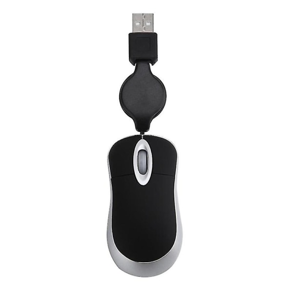 Mini USB trådad mus indragbar kabel liten liten mus 1600 dpi optisk kompakt resemöss för wi