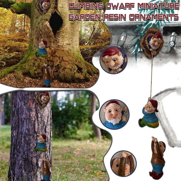 Kiipeily Tontut Tree Hugger, Garden Gnome Patsas Out the Door Tree Hugger sisustus