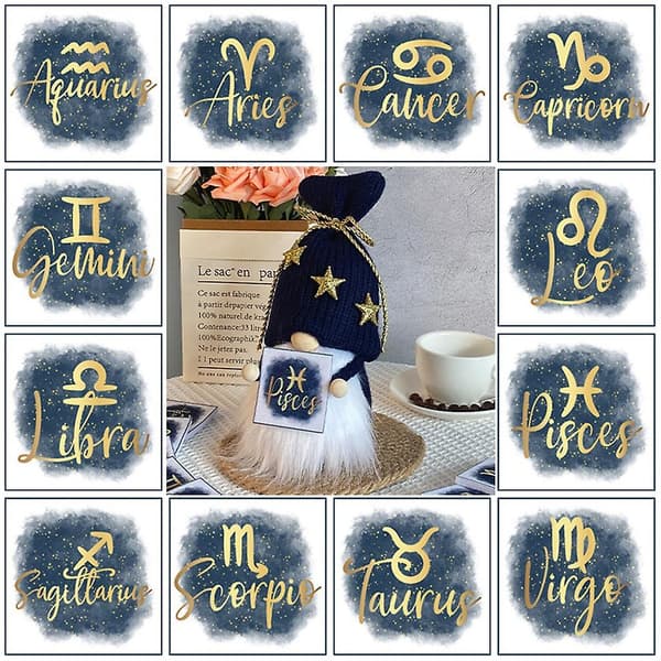 12 Constellation Gnome Face Less Doll Decorative Knitting Hat Gnome
