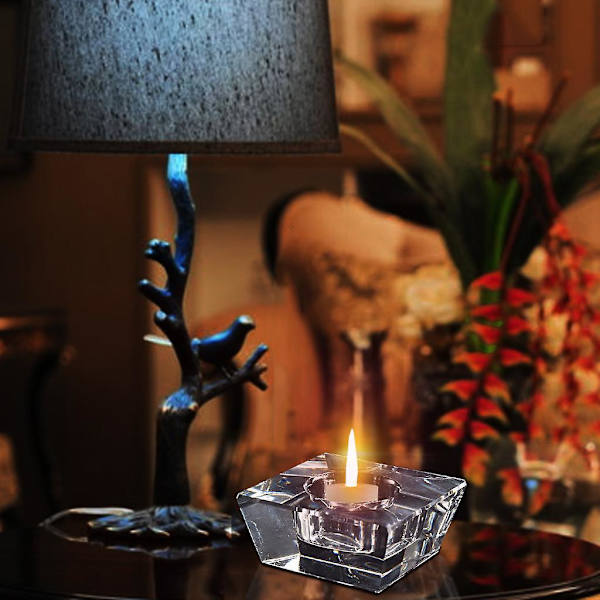 Klar Kristallglas Ljusstake Te Ljus Stativ Ljusstake Bröllopsdekoration