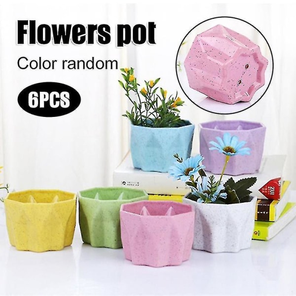 6pcs Modern Plastic Flower Pot Home Garden Office Desk Succulent Plant Pot Garden