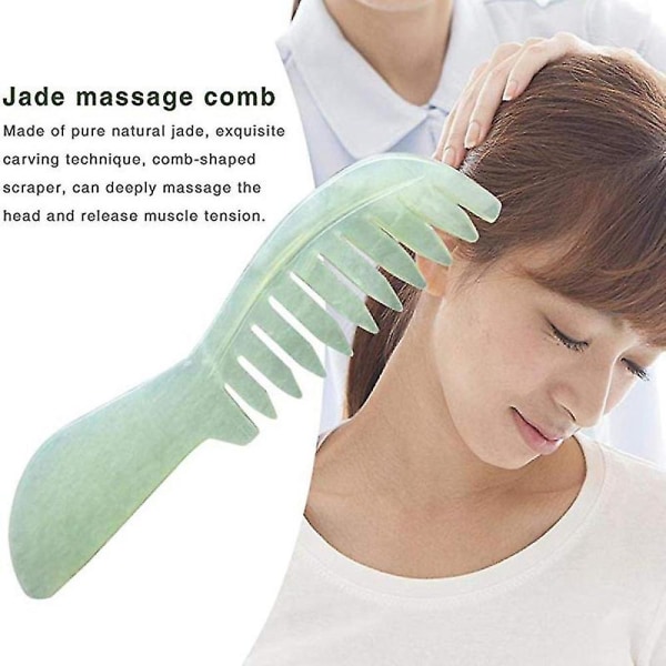 Jade-kam, Naturlig Jade-skrabekam, Naturlig Jade-massagebræt til lindrende hoved, Hovedbundskam