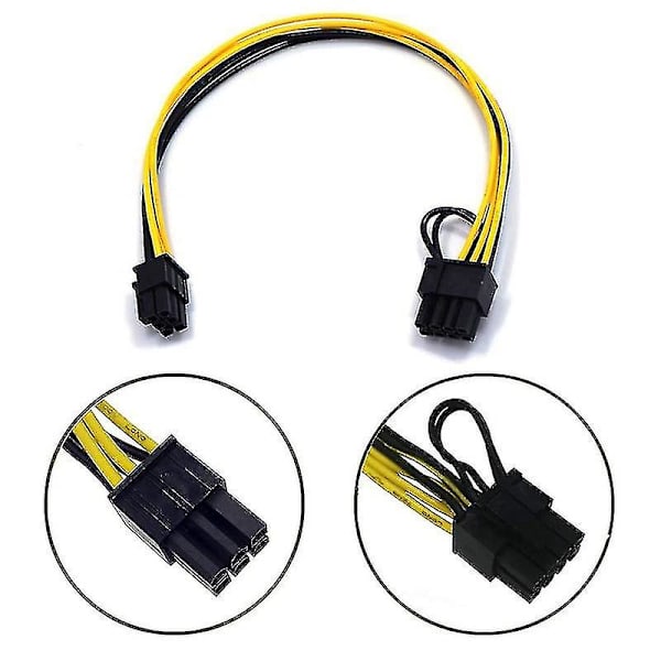 Pcie 6-bens han til 8-bens (6+2) han Pcie adapter strømkabel (4-pak)