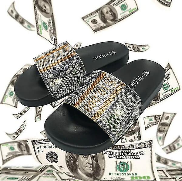 Kesä US dollarin strassi-sandaalit ja -tossut naisille 41