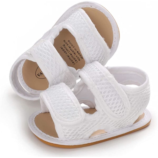 Baby Boys Girls Sommer Sandaler Myk Såle Lerret Lukket Tå Småbarn Spedbarn Utendørs Gå Sko f white 0-6 months infant