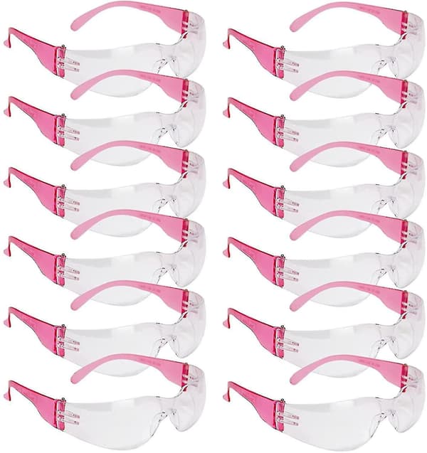 6 st skyddsglasögon, transparent/rosa