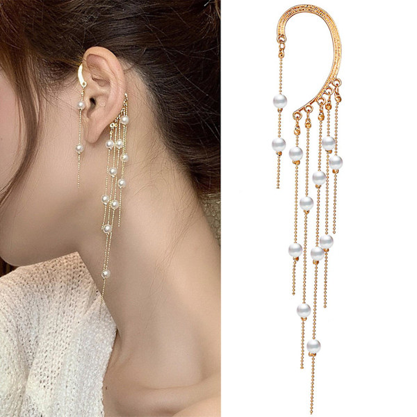 Earrings No Pierced Pearl Tassel Long Ear Clip Creative Ear Clip Earrings Earrings For Women