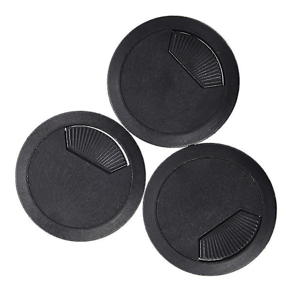 3 stk. skrivebord 60mm dia. kabelhul dæksel sort