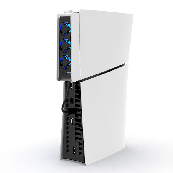 Jäähdytystuuletin PS5 Slim -konsolille LED-valolla, hiljainen jäähdytysjärjestelmä PS5 Slim Disc- ja Digital Edition -konsoleille, jossa USB 3.0 -portti, PS5 Slim -lisävarusteet