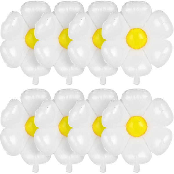 8 stk. Daisy Ballonger Store Hvite Daisy Folie Ballonger Hvite Blomst Festdekorasjoner
