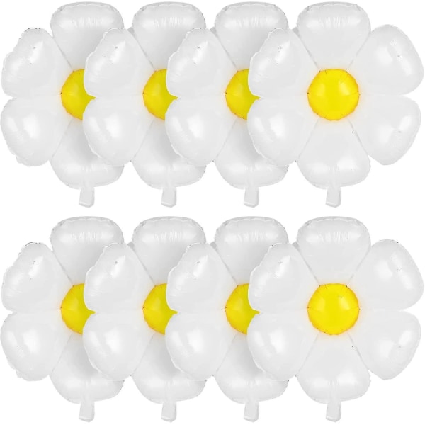 8 stykker tusenfryd ballonger store hvite tusenfryd folie Mylar ballonger hvite blomster festdekorasjoner