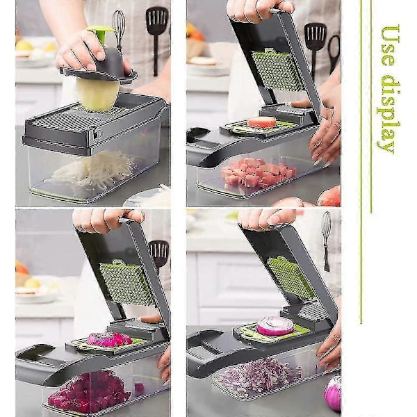 12-i-1 Grönsakshackare, Robust Mandolin Slicer Potatis Lökhackare Mathackare Grönsakshackare Med Grönsaksskalare, Handske Och Behållare