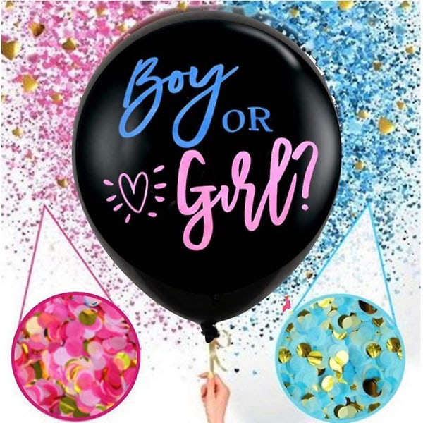 Gigantiske svarte lateksballonger gutt eller jente Kjønnavslørballong Babydusjkonfettiballongerfest