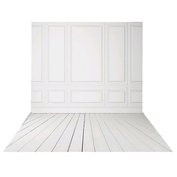 3x5ft Vinyl Fotobakgrund Vit Tegelvägg Trägolv Bröllop Bakgrund För Fotostudio