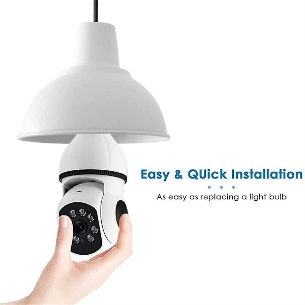Smart Home Nattseende Automatisk Människo Spårning 4x Digital Zoom E27 Glödlampa Kamera