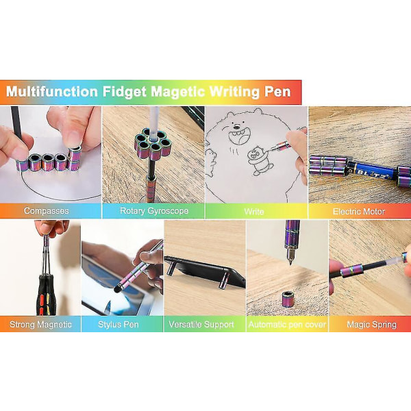 Magnetisk Pole Fidget Pen Metall Magnet Leketøy Anti-stress gave