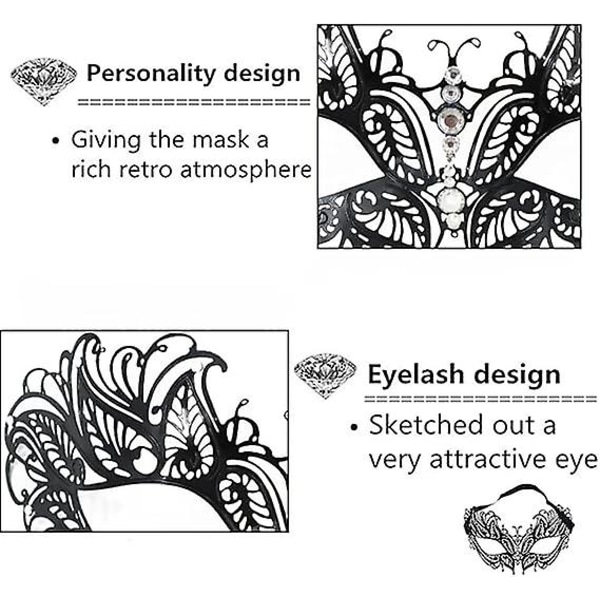Metallmaske Vakker Komfortabel Delikat Passform Ansiktet Ulv Kvinne Maske for Fest Karneval Kveld