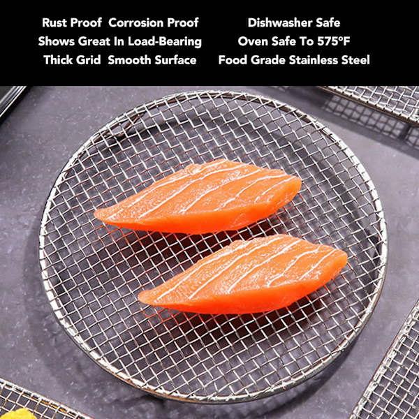 Rostställ i rostfritt stål - Hög temperaturbeständig och ugnssäker för bakning, rostning, grillning - Liten rund (16CM)