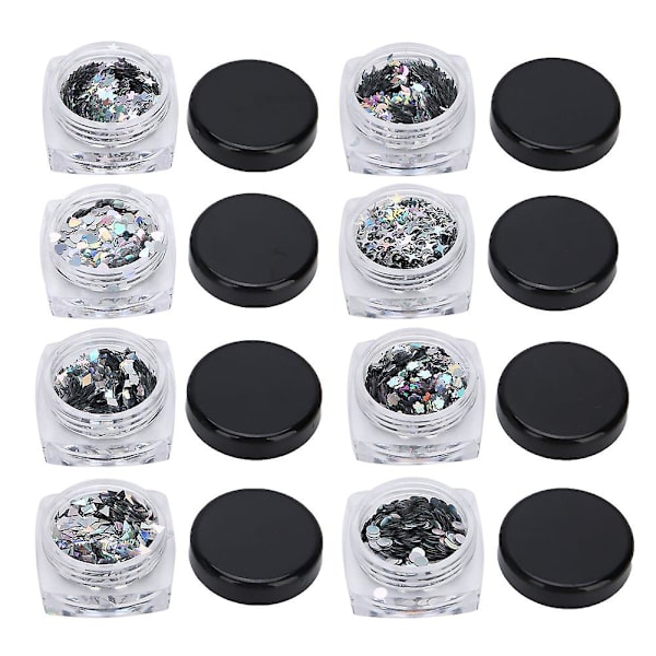 Nagelkonst Salong Glittrande Paljetter Tillbehör - 8st DIY Nagel Paljetter Dekoration