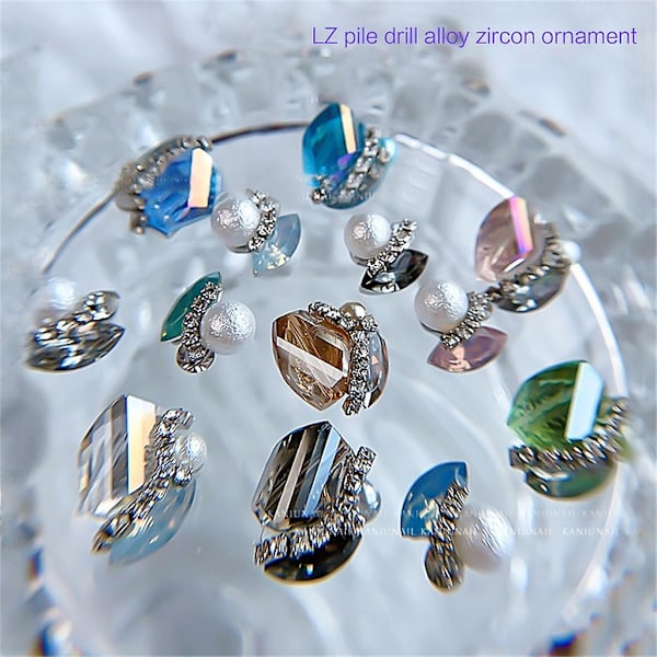 Nagelkonst Rhinestones Kit, 3D Lyxiga Nagelkristaller, Nagelstenar Metall Nagelcharms Alloy lake blue