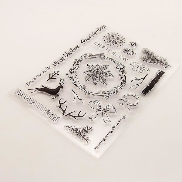 Wreath Deer Silikon Klar Stempel DIY Scrapbooking Embossing Fotoalbum Dekorativt Papir Kort Håndverk Kunst Håndlaget Gave
