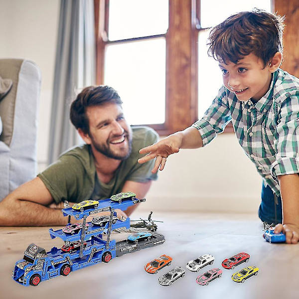 Autokuljetusrekka Lelut Mega Hauler Rekka 6 Mini Autolla Kolmikerroksinen Taita Autot Setti Lapsille Pojille Tytöille