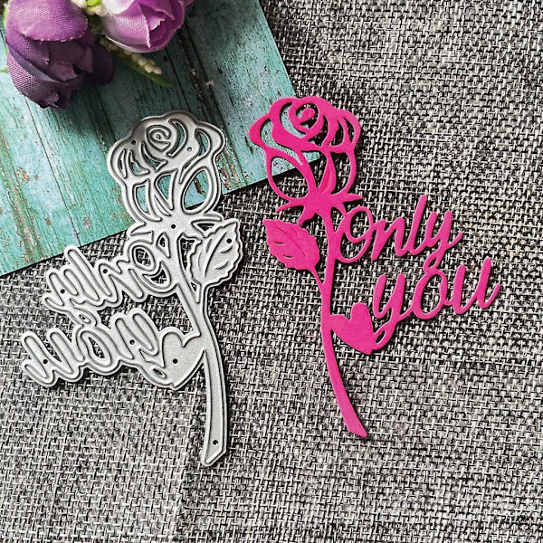 Love You Rose Skärmaskin Scrapbooking Stencil Metall Skärmaskin Kort Prägling