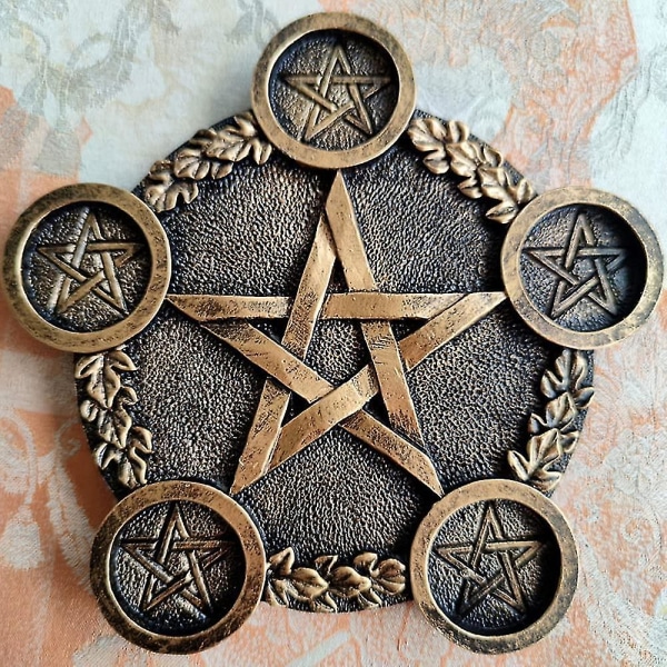 Pentagram Tealight, Astrology Resin kynttilänjalkapöytä, messinki