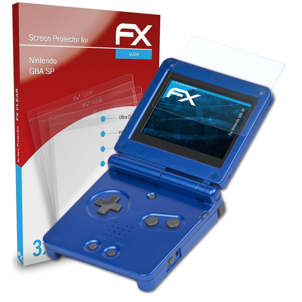 atFoliX 3x beskyttelsesfolie kompatibel med Nintendo GBA SP Displaybeskyttelsesfolie klar