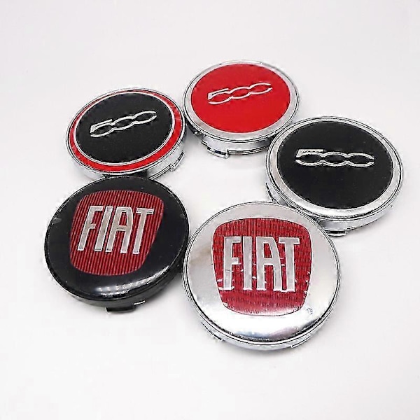 4 stk. 60mm Hjulkapsler til Fiat 500 - Støvbeskyttende Dæksel Emblem til Punto Stilo Bravo Ducato Freemont 124 600 c