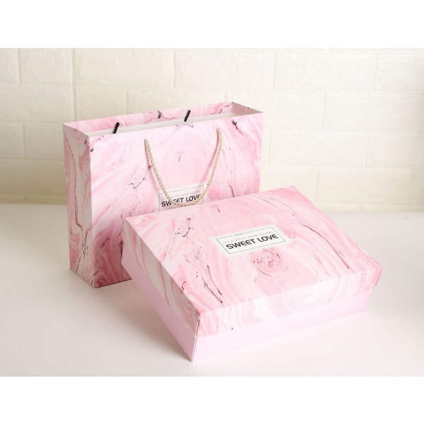 Rosa, papperskartong med band, bowknot presentförpackning Magnetisk presentförpackning Premium lyxpresentförpackning med band D