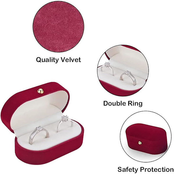 1 st Velvet Ringask, Elegant Ringask, Örhängen Smyckesförvaringsask, Dubbelplats Ringask, för Bröllop