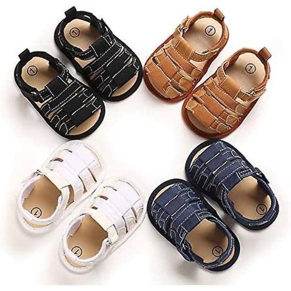 Baby drenge piger sommer sandaler blød sål lærred lukket tå småbørn spædbarn udendørs gåsko l-white 12-18 months toddler