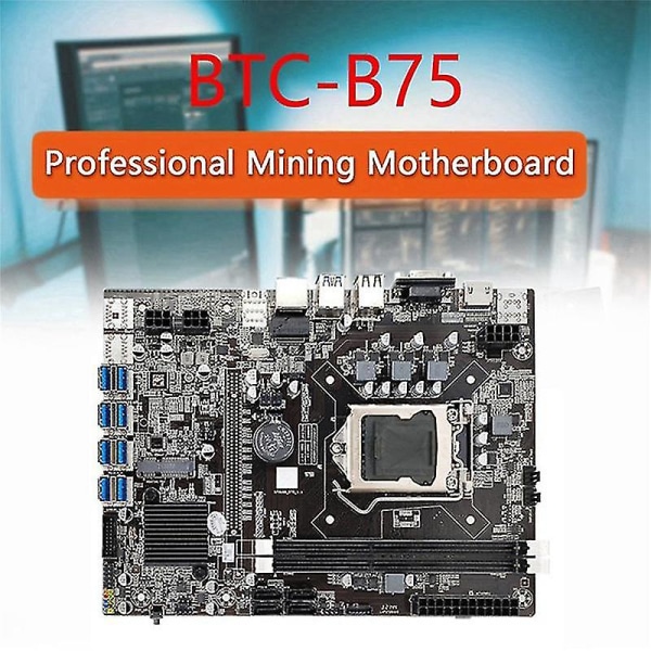 B75 8usb Eth Mining Bundkort+g620 Cpu+4pin til Sata-kabel+sata-kabel+omskifterkabel+baffle+termisk
