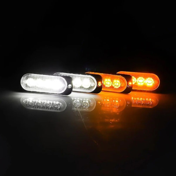 4pcs Led Kit Truck 4smd Strobe Warning Light Strobe Grille Flashing Lightbar Car Beacon Lamp Amber Yellow White Traffic Light