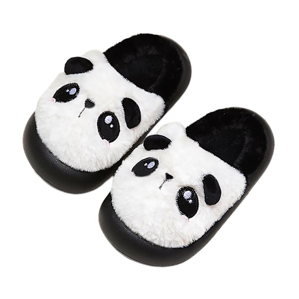 Barnens bomullstofflor Slitstarka halkfria sandaler Vinter Varma bomullsskor Hög kvalitet panda black-and-white 17cm