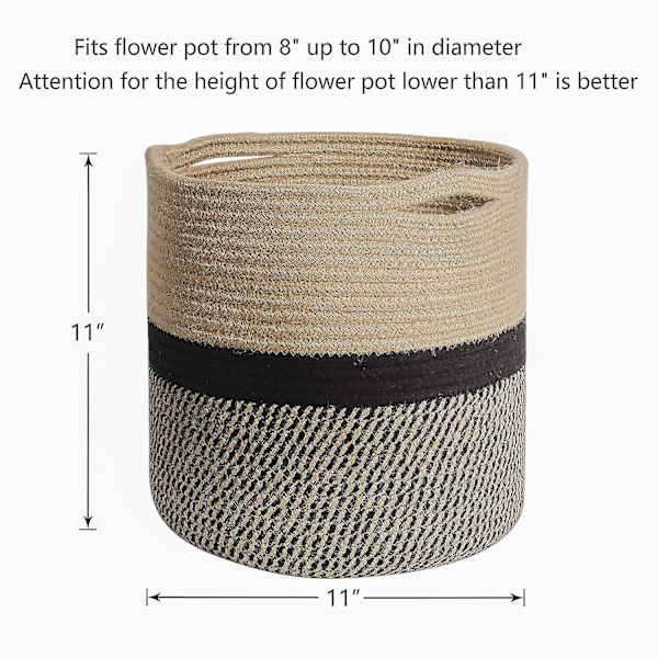 Robust Jute Reb Plante Kurv Moderne Flettet Kurv Til 10\" Blomsterpot Gulv Indendørs Plantekasser
