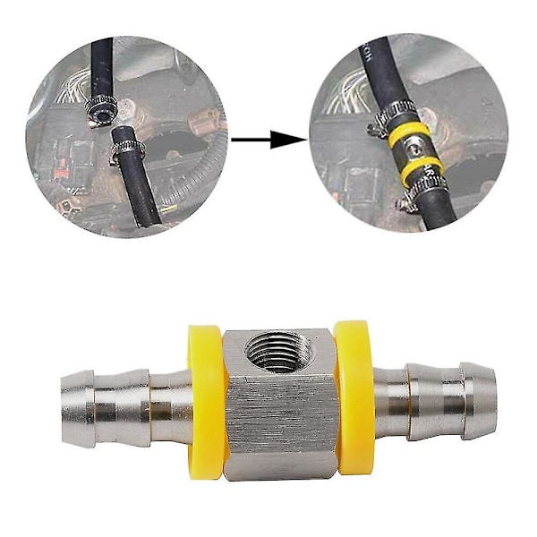 Universal Bränsletrycksmätare 1/8 Npt (140 Psi) Med 3/8 Tums Bränsleledning Bränsletrycksmätare Sensor T