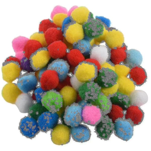 100 stk. Bløde og Luftige Pompoms i Blandede Farver til Børnehobby, 35mm